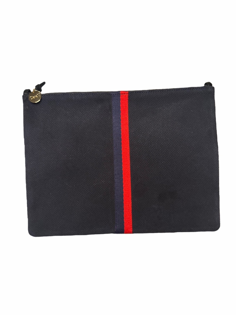 Navy Canvas Toiletry Pouch with Red & Navy Stripe